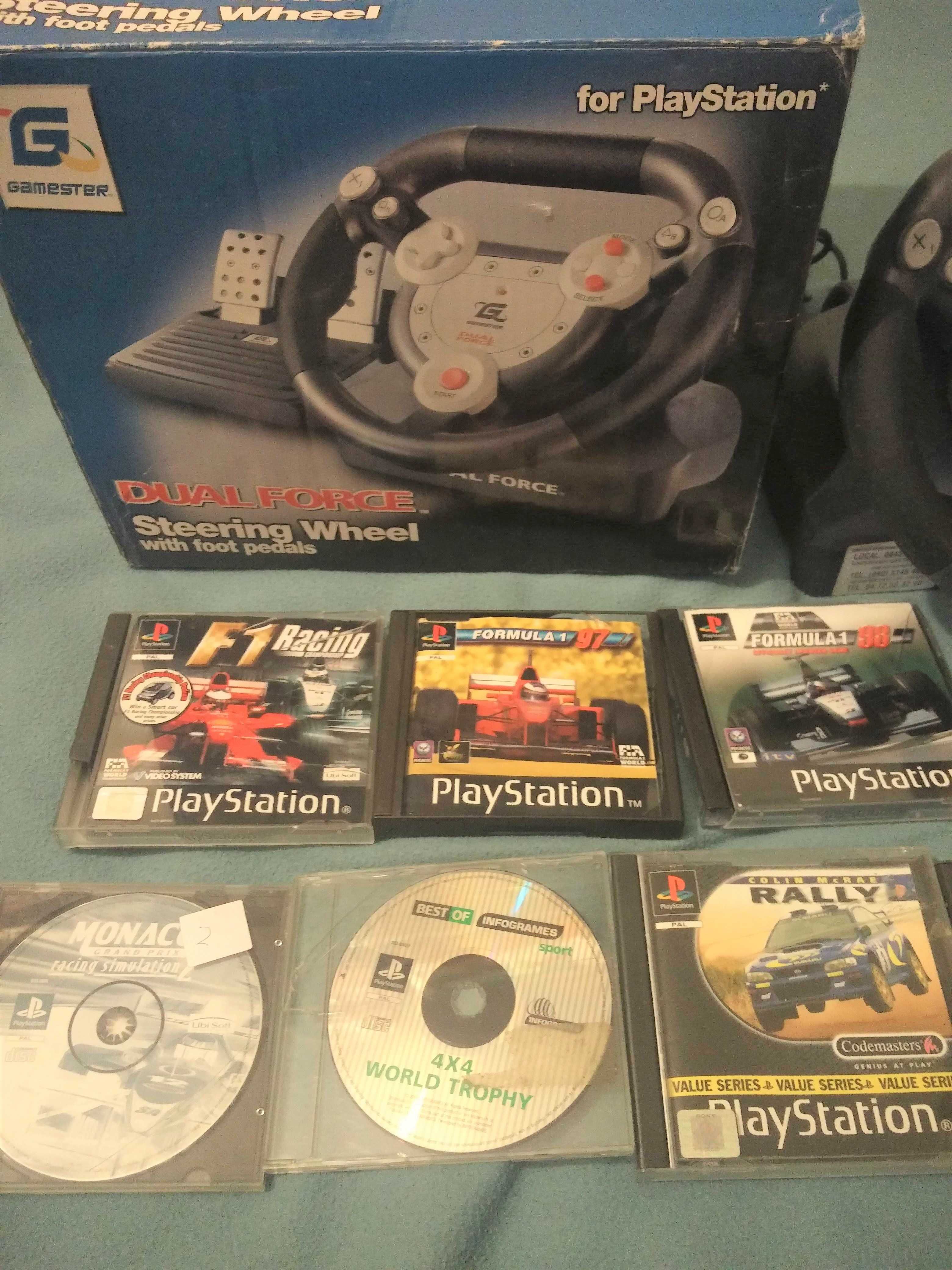 Volante em Caixa e 10 Jogos Corridas PS1 Playstation 1