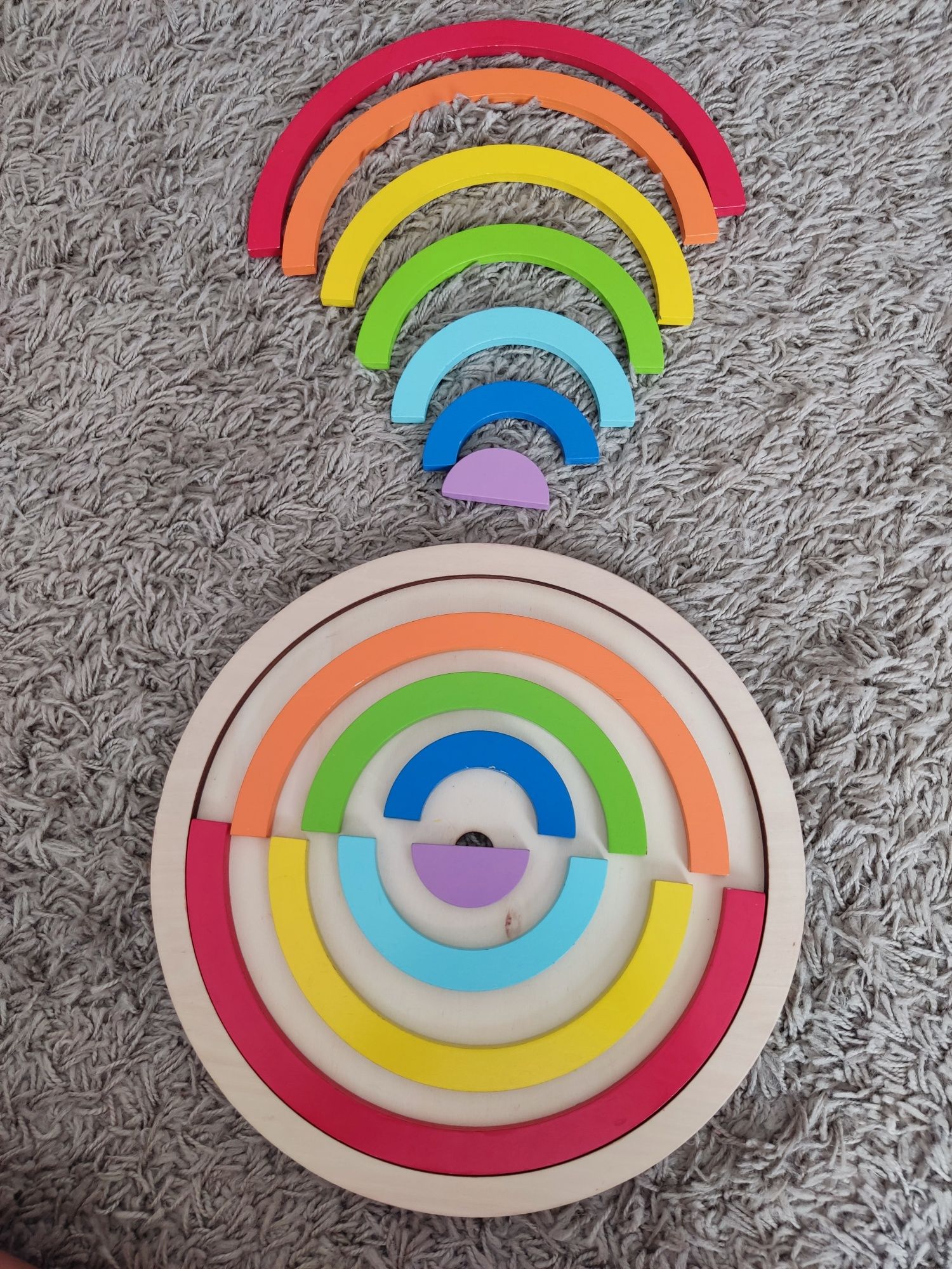 Arco-íris em Madeira - Brinquedo Montessori (15 peças)