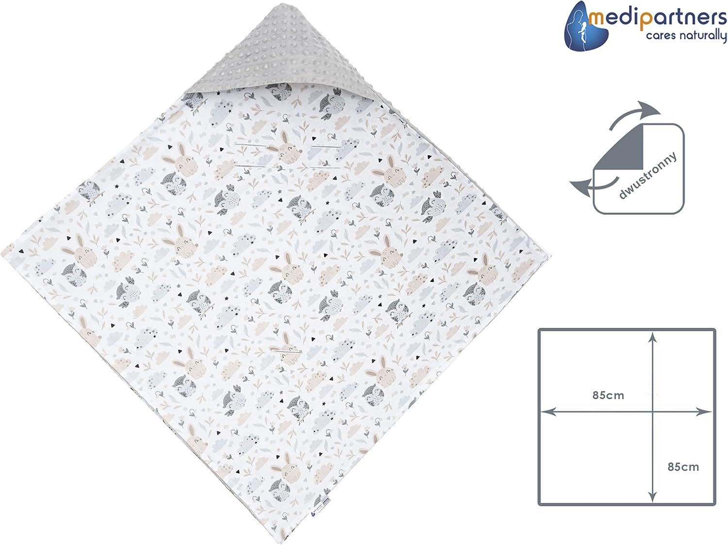 Kocyk Otulacz Dwustronny Do Wózka Fotelika 100% Bawełna 85X85Cm