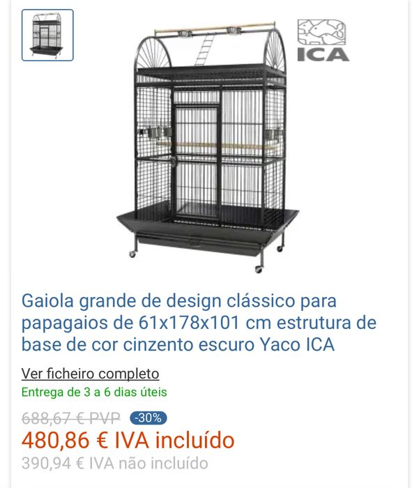 Gaiola para papagaios