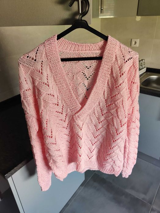 Camisola de lã rosa