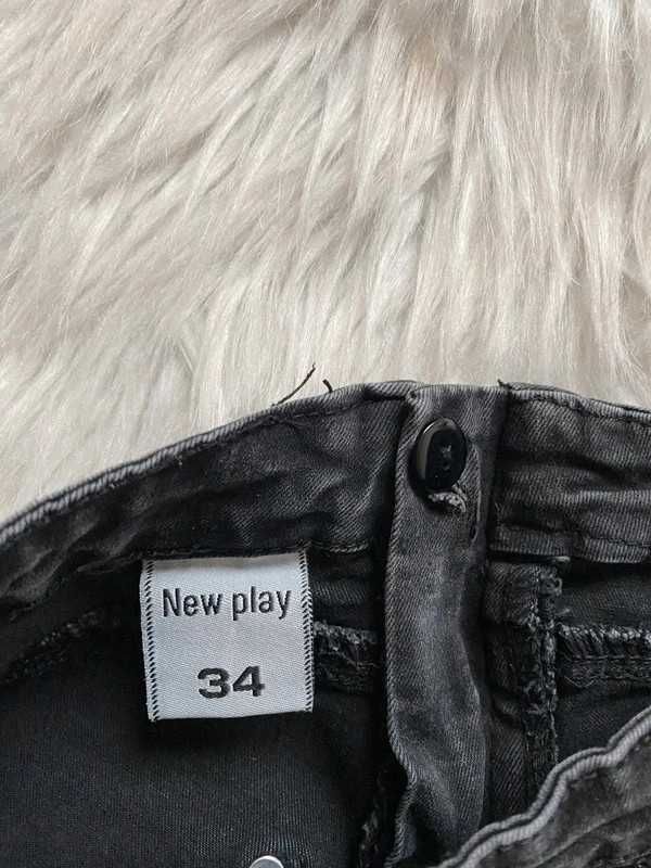 Spodnie rurki z wysokim stanem pikowane zamek z tyłu New Play 34/32