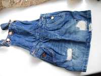 SPÓDNICZKA spódnica jeansowa ogrodniczka 7lat 122 miss evie przetarcia