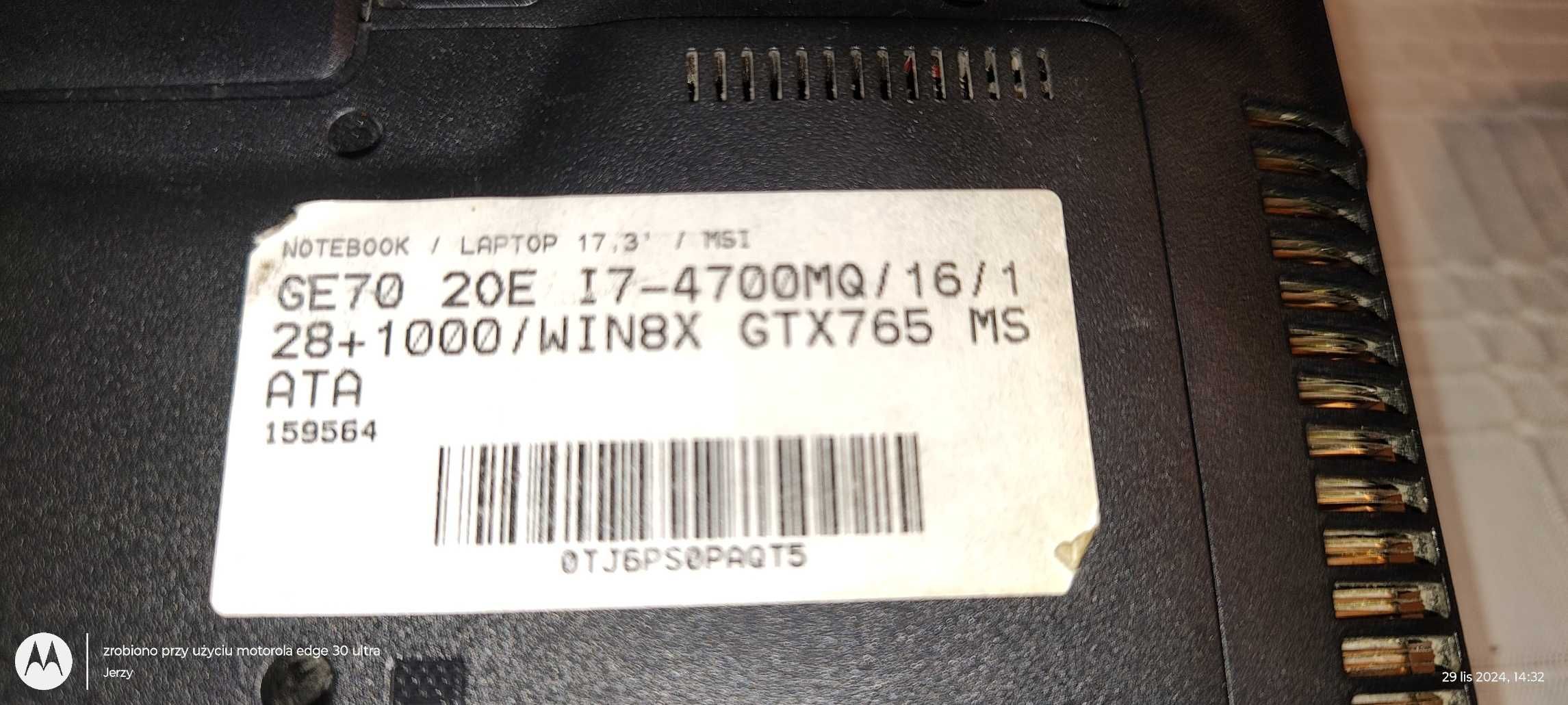 Laptop MSI GE70 20E