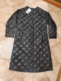 Zara пальто из искусственной кожи черный чёрный стеганное