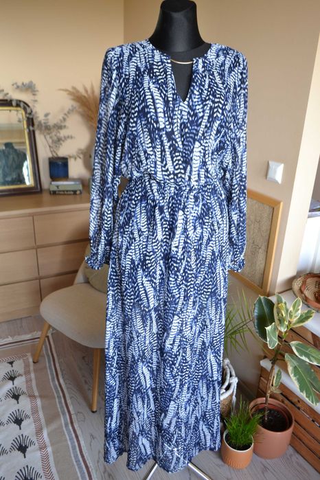 Niebieska sukienka długa maxi boho H&M XS 34 letnia