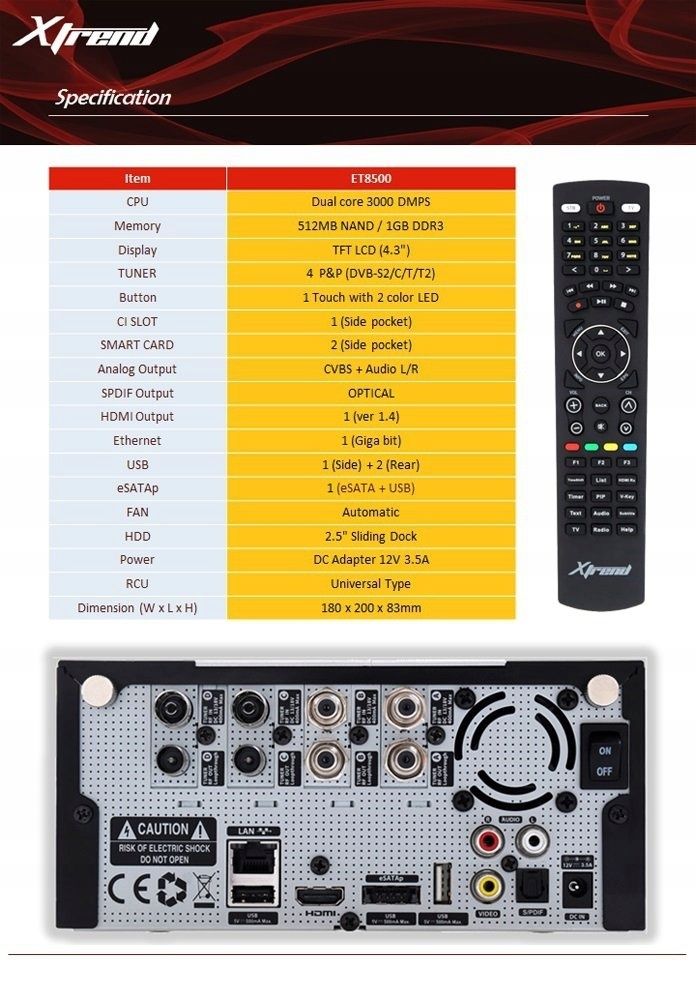 Xtrend ET 8500 tuner DVB-T2,DVB-C,DVB-S