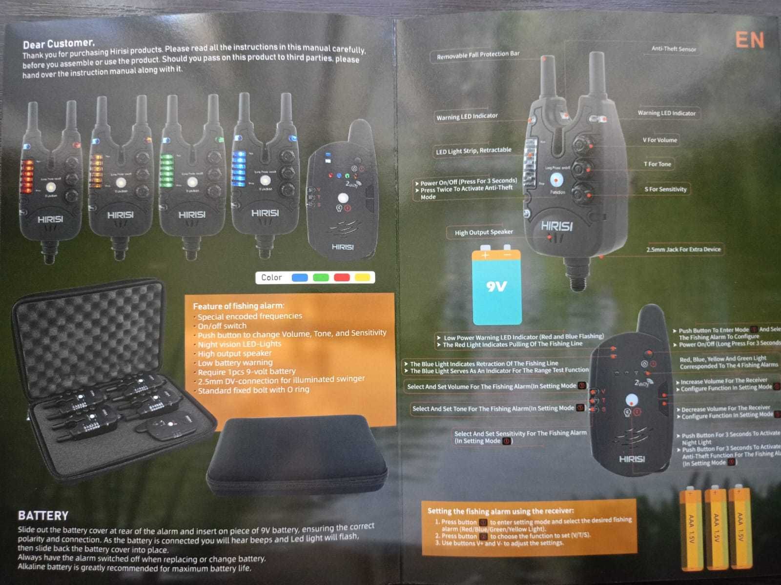 Сигнализаторы поклёвки  Hirisi S8 4+1, свингеры, быстросъёмы.