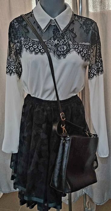 Koszula elegancka koronka dżety Iwette Fashion S/M