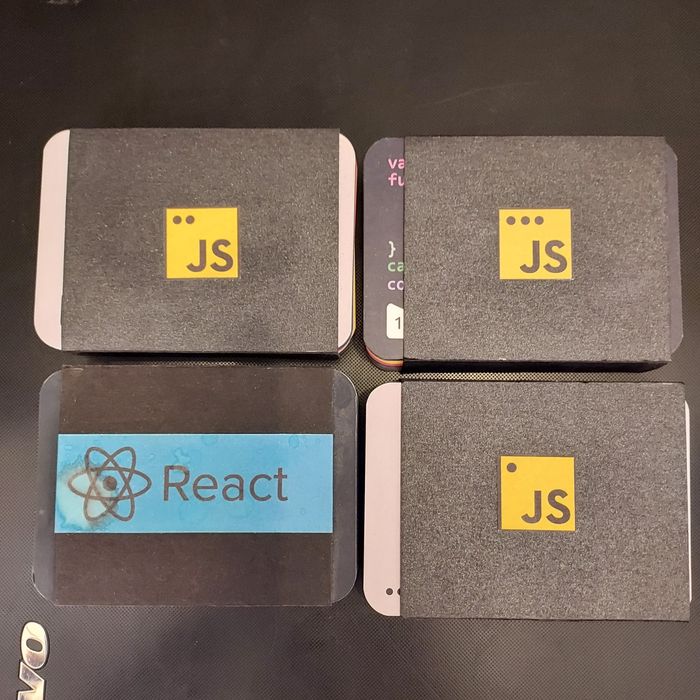 Fiszki, zestaw fiszek 3x JavaScript i React