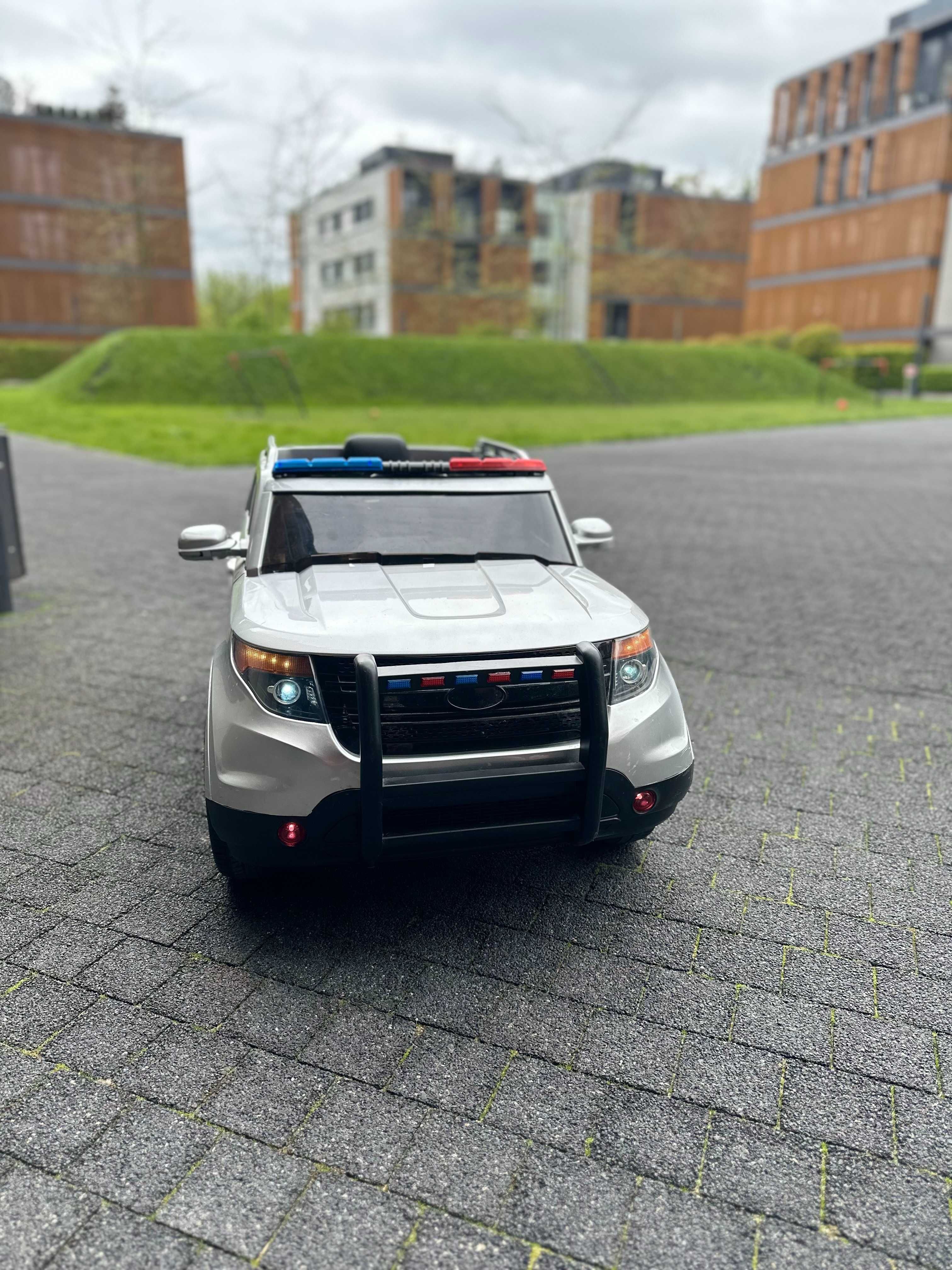 Samochód na akumulator POLICYJNY + Światła policyjne + Megafon!