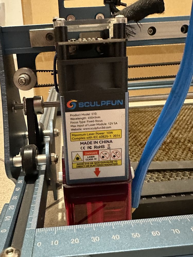 Laser CNC Sculpfun S10, pompa powietrza, podkladka do cięcia, zestaw