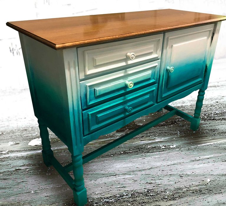 Komoda, szafka, konsola ręcznie malowana, renowacja, ombre