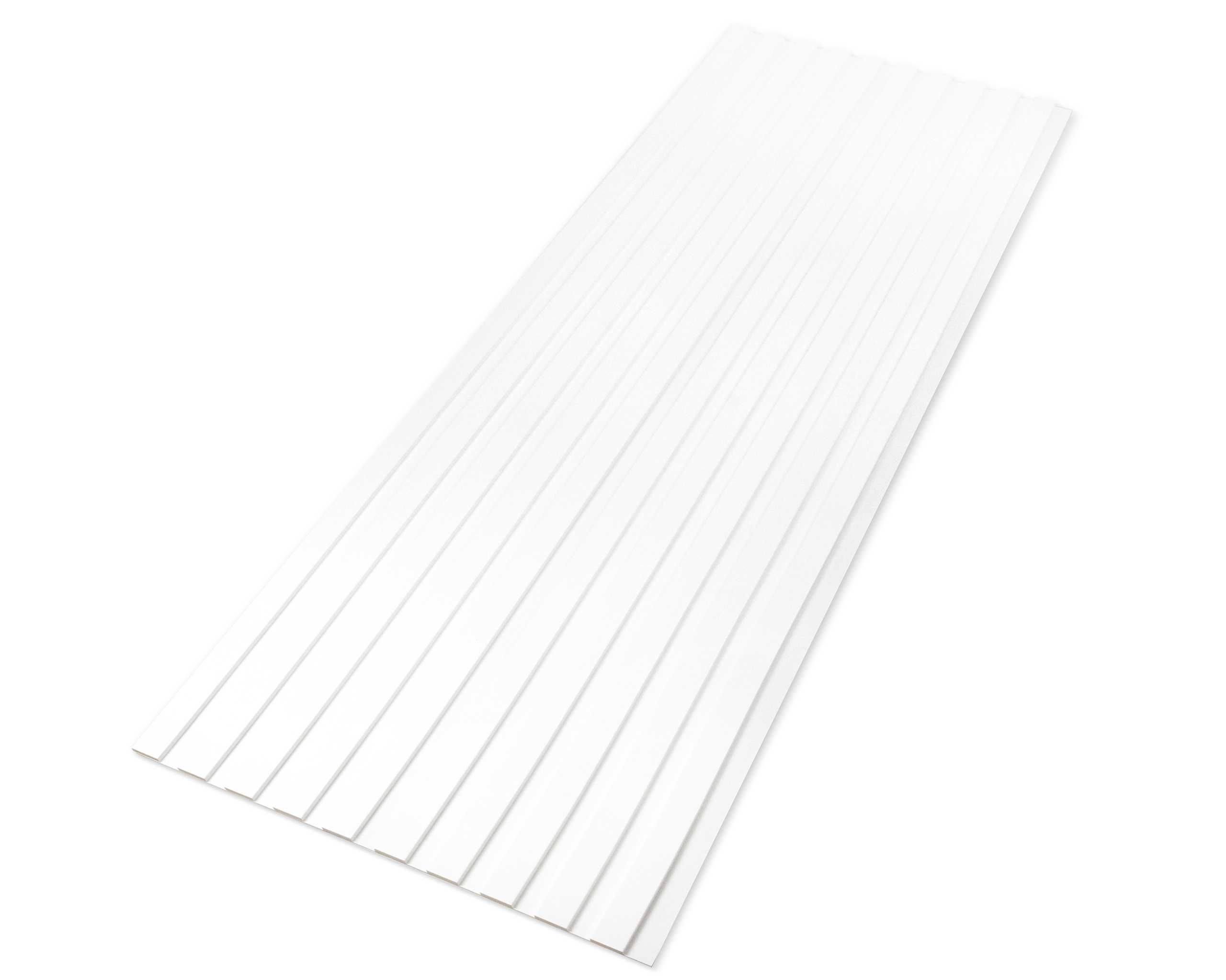 Lamele ścienne na białej płycie HDF - 275 cm x 59,5 cm - Dąb i inne