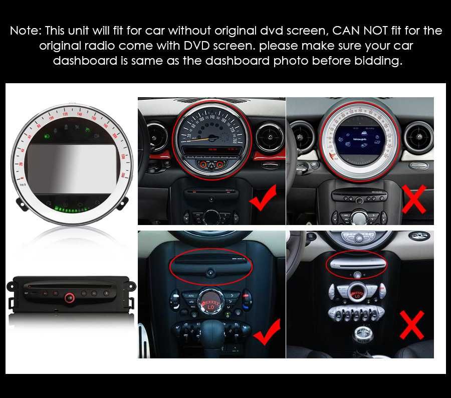Radio FM RDS DAB+ Android CarPlay WiFi CD USB DVD GPS BMW Mini Cooper