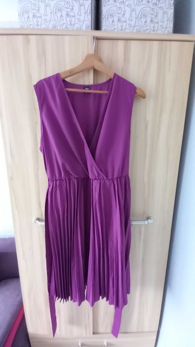 Sukienka kopertowa plisowana, nowa  fioletowa 2XL Shein
