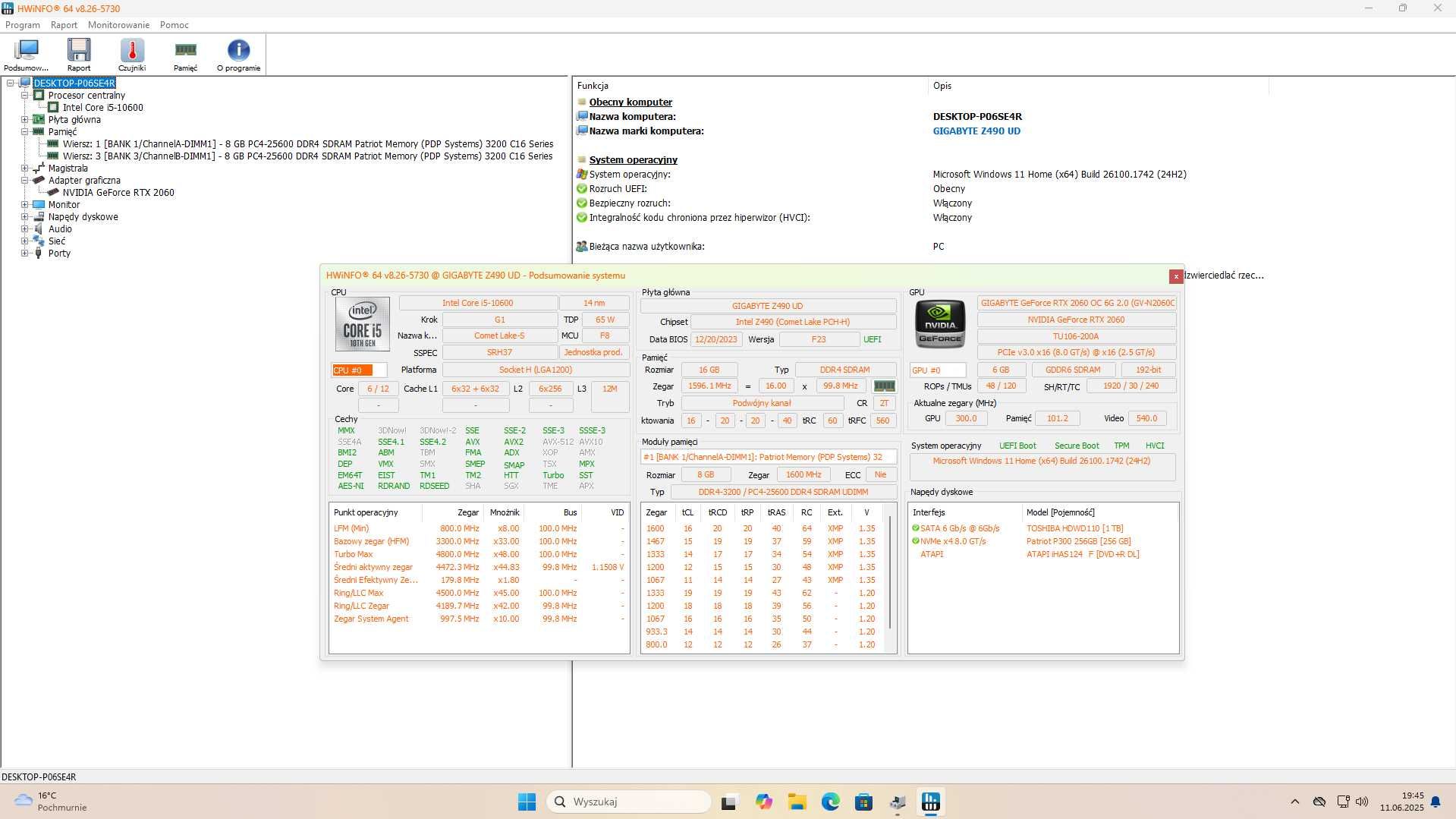Komputer Gamingowy - RTX 2060 OC i5-10600  16GB RAM - M.2 SSD Dysk 1TB