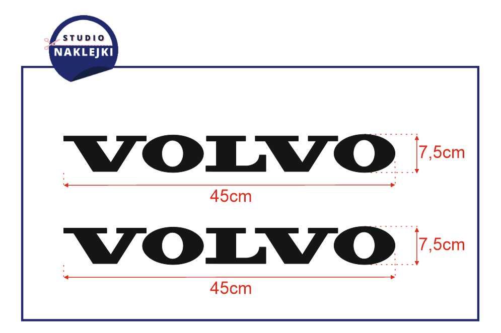 Naklejki Volvo 45x7,5cm 2 szt Nalepki Grafika Koparka Samochód