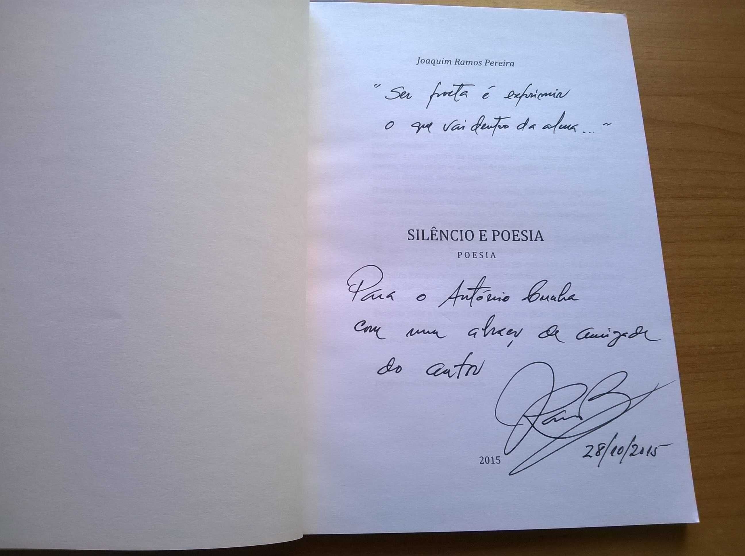 Silêncio e Poesia (dedicatória autografada) - Joaquim Ramos Pereira