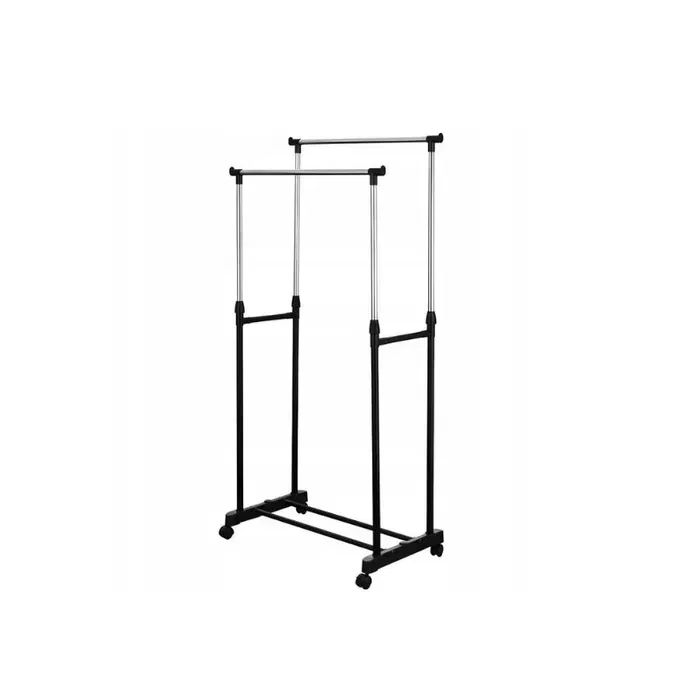 Wieszak Na Ubrania Wolnostojący Na Kółkach Podwójny Regulowany Stojak