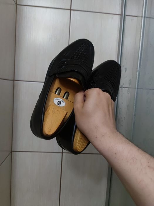 Buty obuwie 42 mokasyny czarne włoskie letnie eleganckie męskie made i