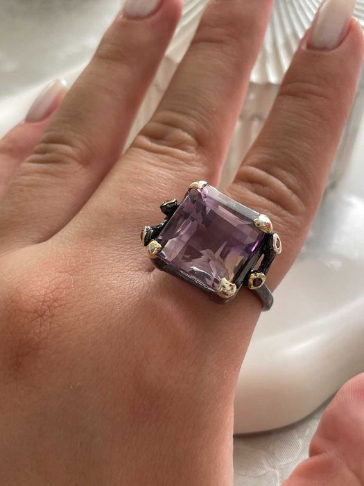 Серебряное кольцо с аметрином 32 карата, серебро 925 пробы Размер18,5