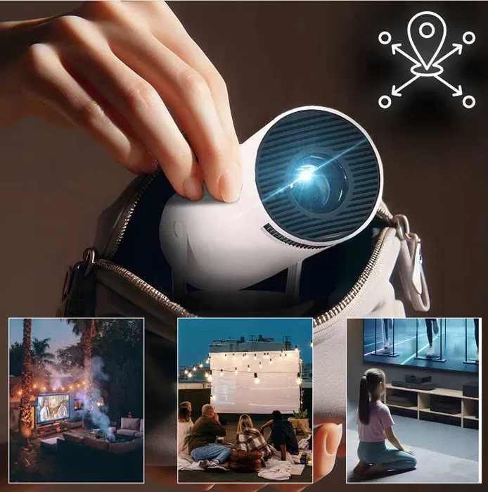 Projektor Przenośny Smart 4K WiFi Android z Głośnikiem BT 5.0 Nowy