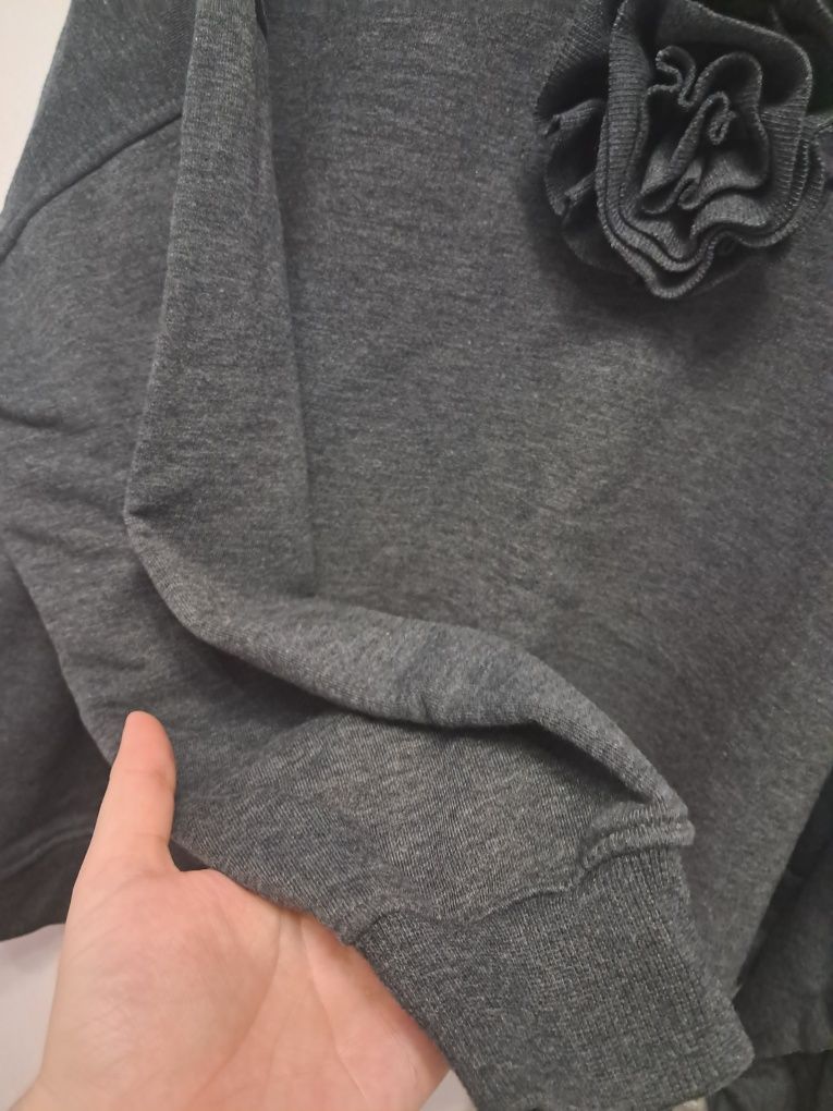Bluza szary melanż z różami chandal rose gawroszka butik