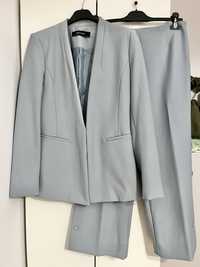 Damski neibieski blekitny elegancki garnitur zara spodnie dzowny