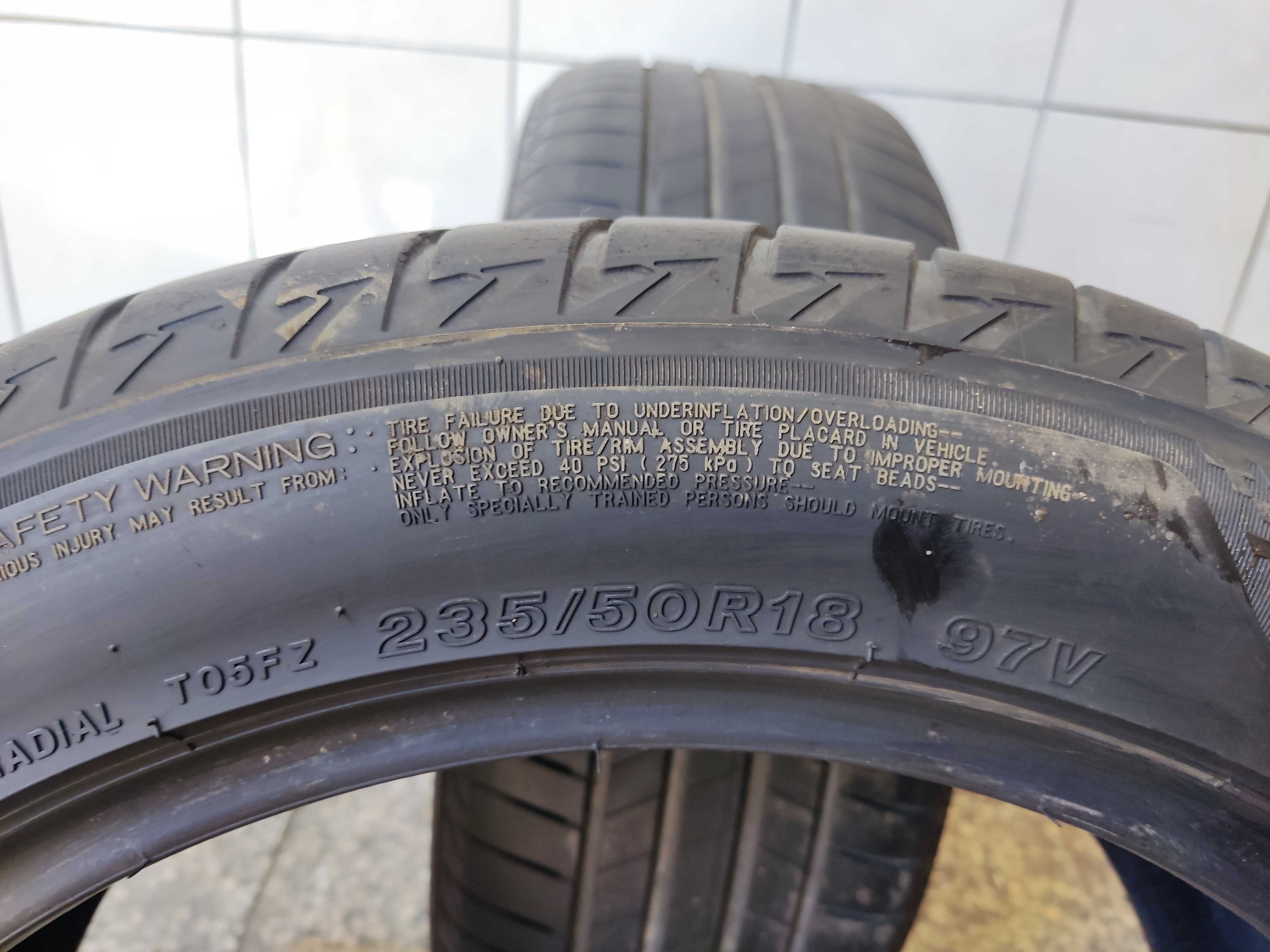 LETNIE Bridgestone Turanza 235/50/18 97V 2x5.11mm 2019r cena za 2szt