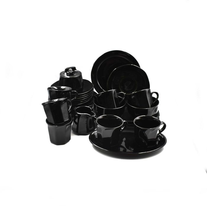 Serwis Octec Pruszków czarny porcelit Jan Kantorek PRL komplet 27