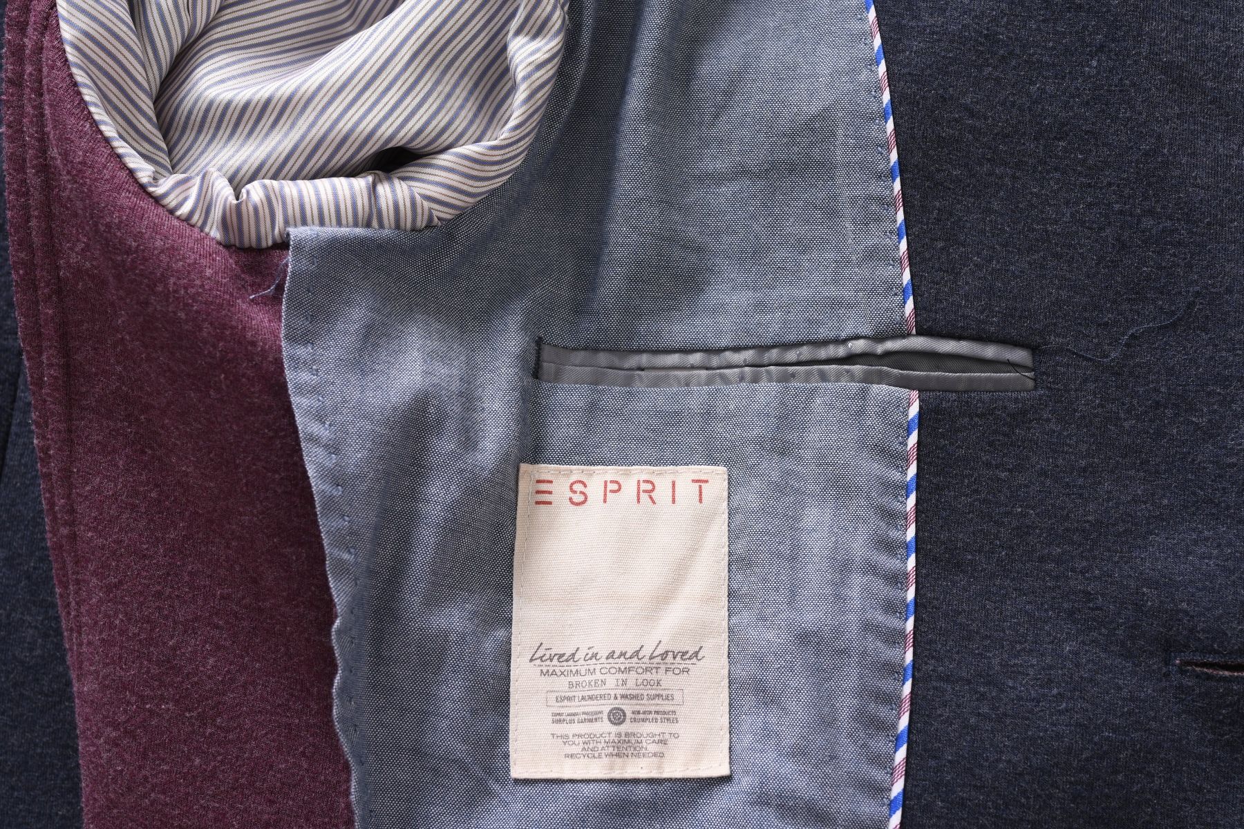 ESPRIT granatowy blezer męski z dżerseju marynarka dresowa M 48