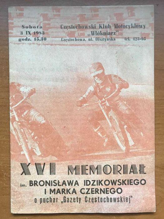 Program żużlowy Memoriał Idzikowski, Czerny [Częstochowa, 1983r.]