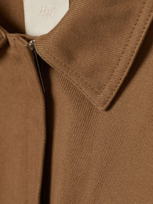 H&M S-M beżowy płaszcz trencz kurtka koszulowa z diagonalu