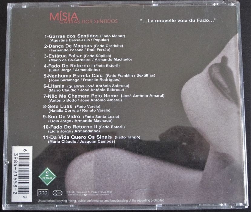 CD - Misia, Garras dos Sentidos, como novo