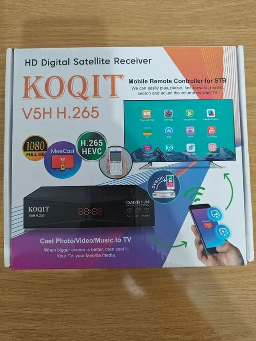 Dekoder cyfrowy odbiornik satelitarny HD KOQIT V5H H.265 Nowy! Okazja!