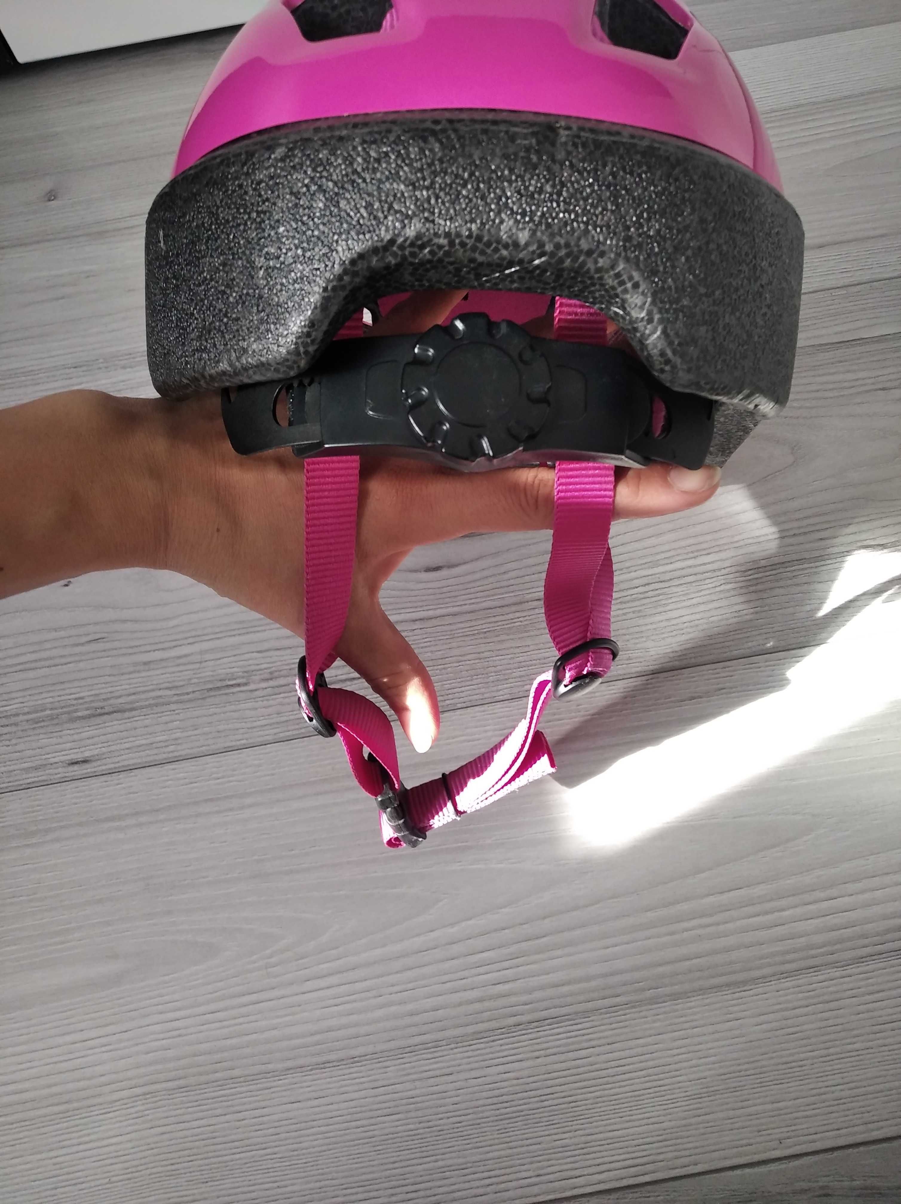 Kask rowerowy S B'twin różowy Decathlon dziewczęcy 53- 56