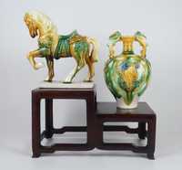 Conjunto cavalo + tri-color dragon vase + suporte tamarindo