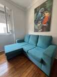 Sofa com chaise longue de cor verde-agua