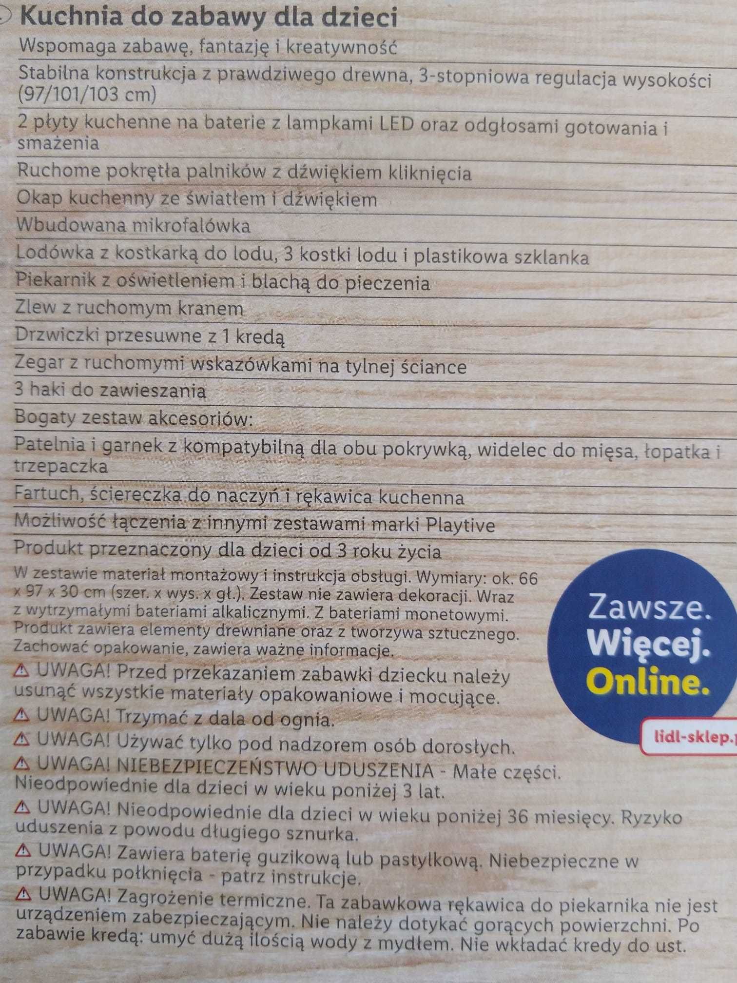 HIT Drewniana kuchnia 103cm dźwięk światło + akcesoria KURIER