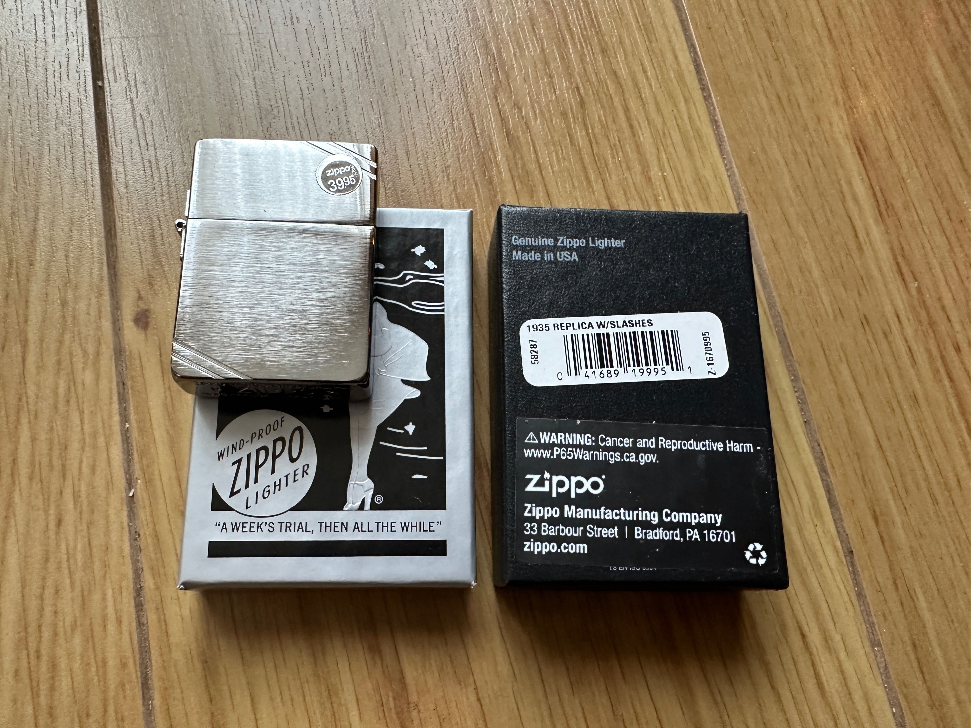 Новая оригинальная зажигалка Zippo Replica 1935 Slashes