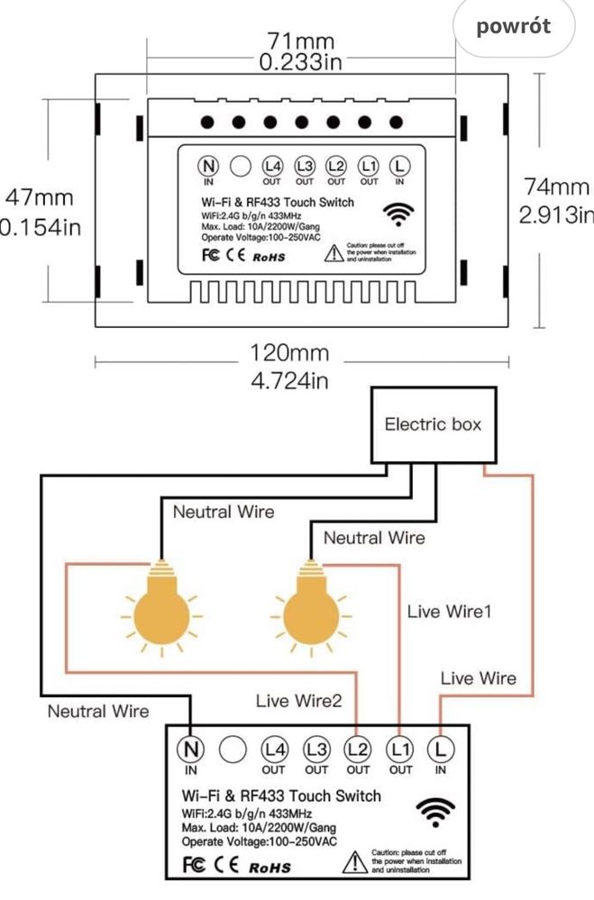 MOES 2,4 GHz WiFi Inteligentny przełącznik ścienny dotykowy