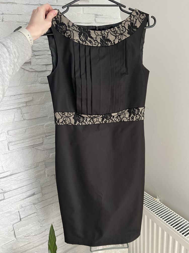 Piekna elegancka sukienka czarna z koronka 36 s