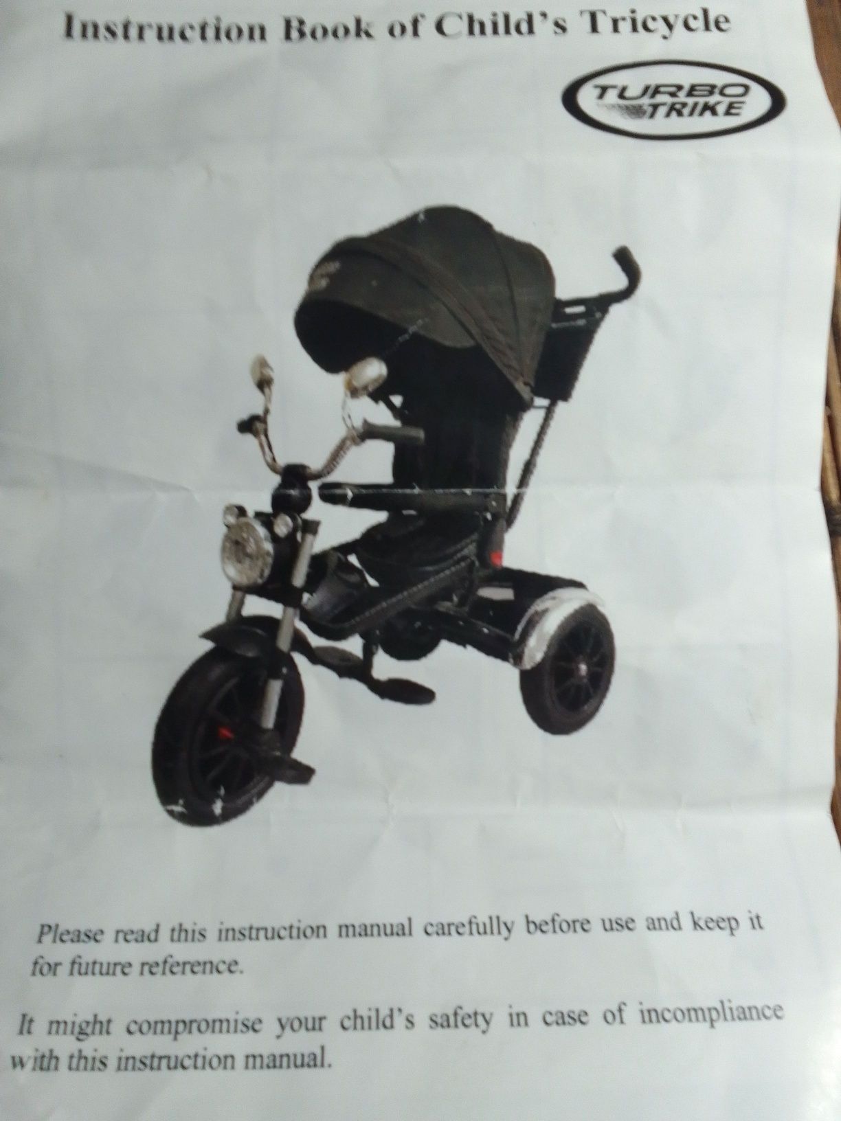 Детская коляска велосипед трёхколёсный с родительской ручкой T