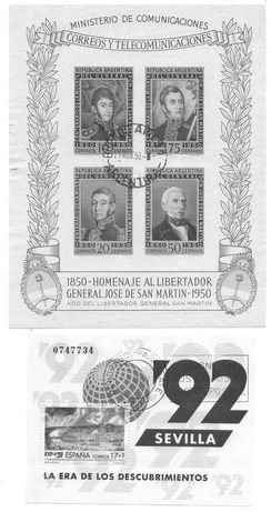 18 selos novos e usados, em bloco ou mini folha