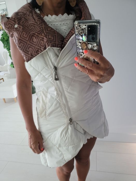 Kamizelka bezrękawnik grecki wzór asymetryczna pikowana Kieszenie dług