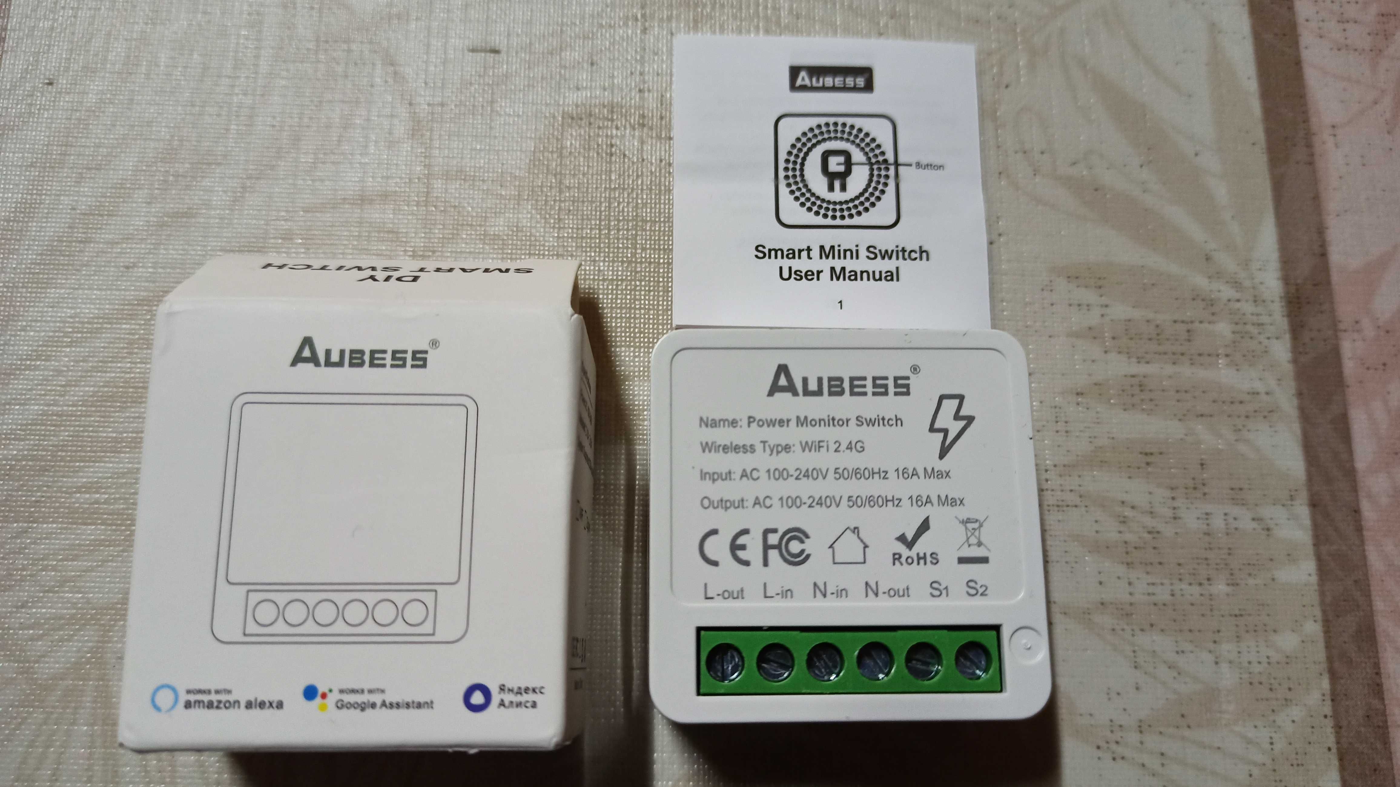 Aubess. Interruptor wifi de controle16A tuya de 2 vias