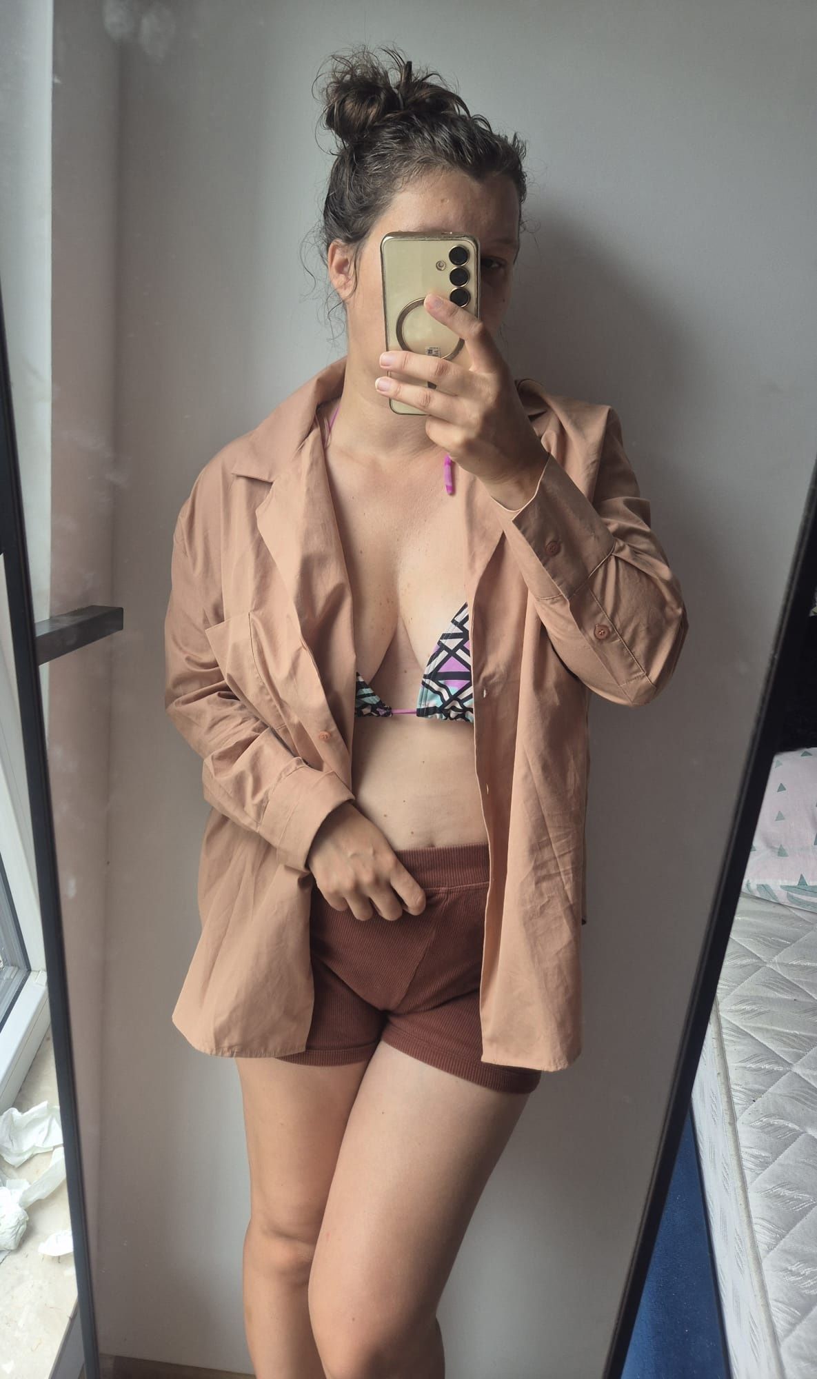 Koszula różowa popelinowa oversize elegancka nowa cotton Zara 38/M