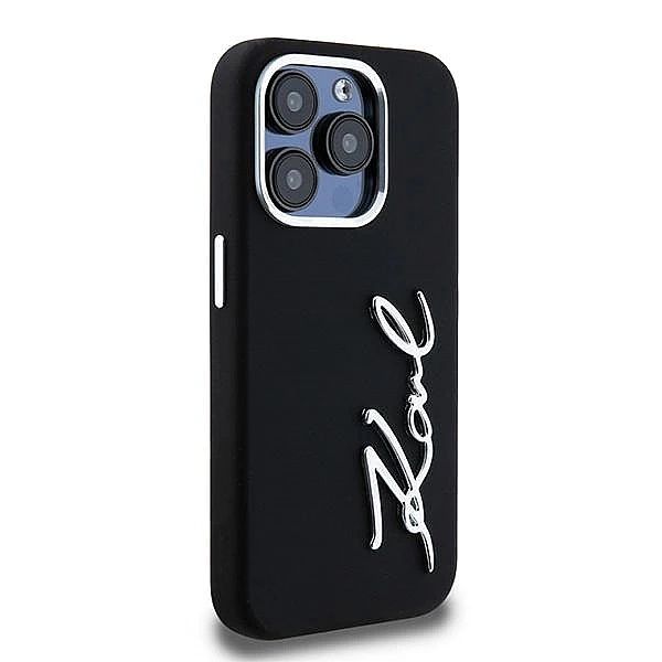 Etui Karl Lagerfeld Silicone Metal Script Logo na iPhone 15 Pro Max -