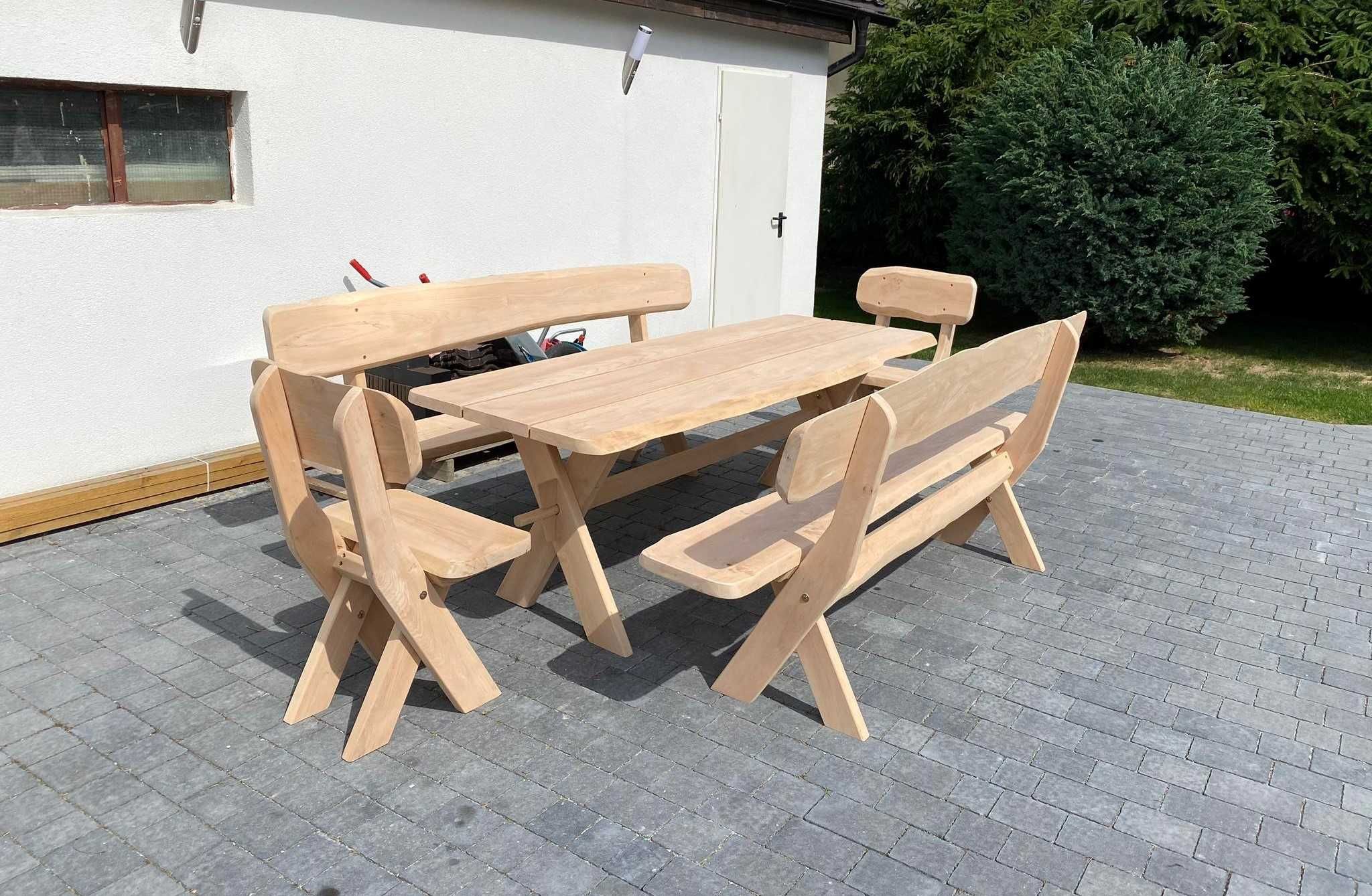 Meble ogrodowe komplet tarasowe drewniane solidne olcha zestaw OD RĘKI